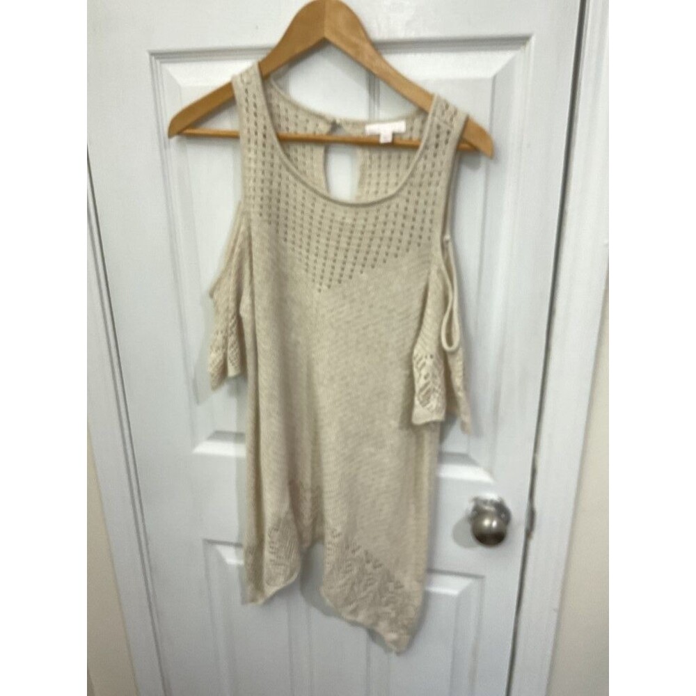 Lauren Conrad Beige Knit Cold Shoulder Blouse